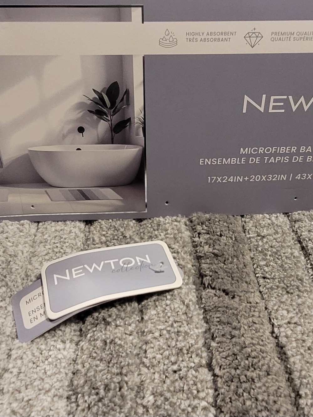Newton Ribbed Microfiber Small Bath Mat Set in Light Gray and Dark Gray